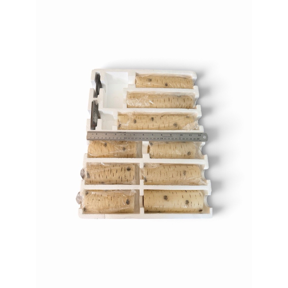 Set Of 9 Flameless Flickering LED Candles with Birch Bark Effect Battery Remotes - Picture 3 of 7
